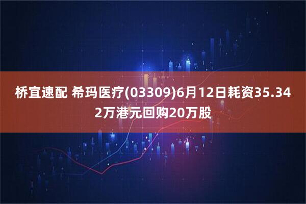 桥宜速配 希玛医疗(03309)6月12日耗资35.342万港元回购20万股